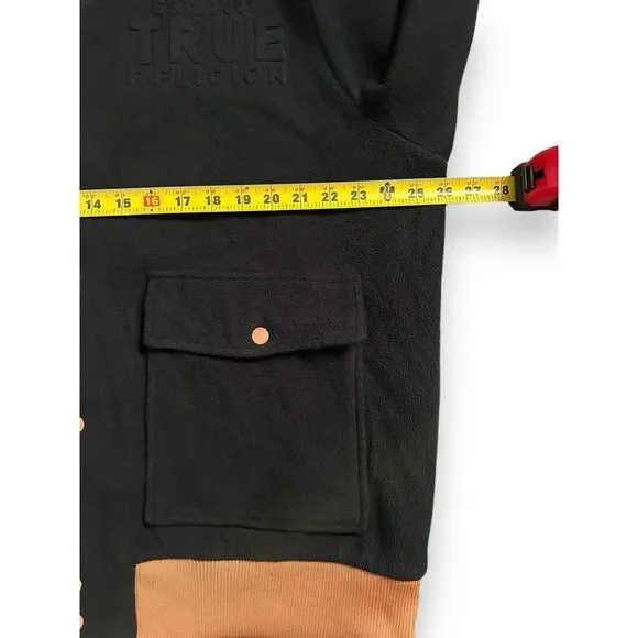 True Religion‎ Fleece Bomber Utility Jacket Mens Size L Jet Black $199